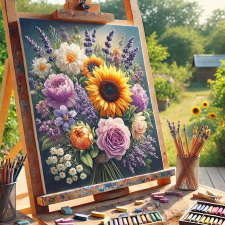 Pintar flores con pastel