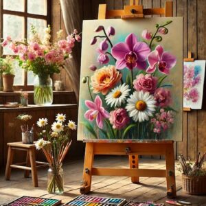 Pintar flores con pastel